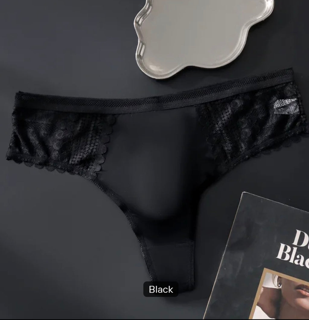 Mens Low Rise Silky & Lace Thong