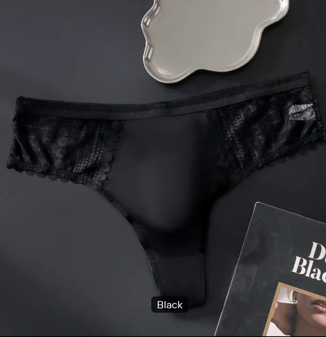 Mens Low Rise Silky & Lace Thong