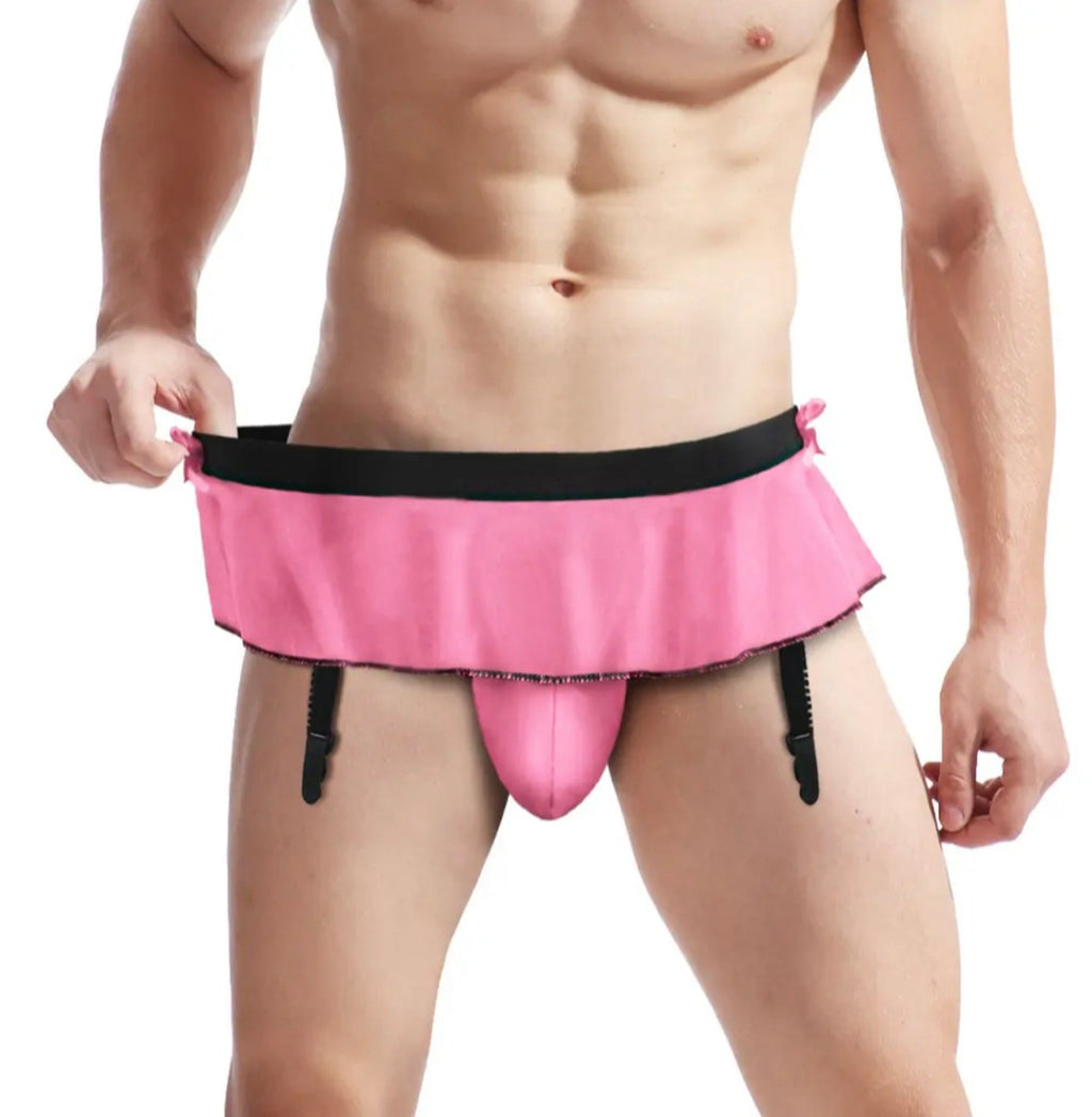 Frilly Suspender Belt (One Size) & Free Pair Stockings